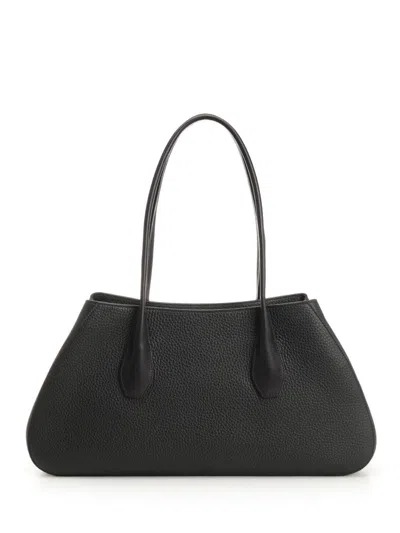 The Row Alger Geometric Shoulder Bag In Leather In Black