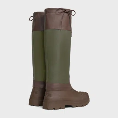 Celine Riley High Boot In Nylon And Calfskin In Multi