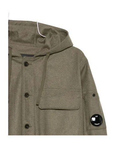C.p. Company C.p.company Hooded Jacket With Button Closure In Green