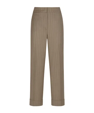 Peserico Striped Casual Pants In Green