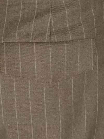 Peserico Striped Casual Pants In Green