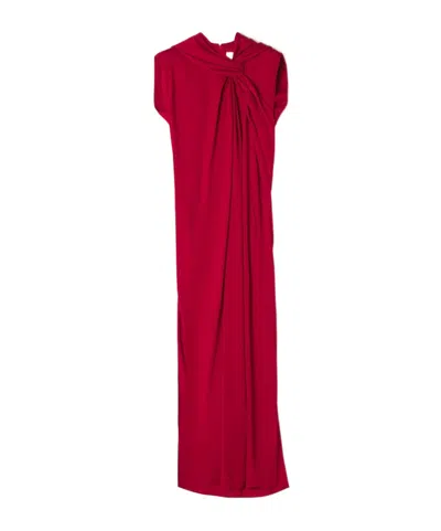 Lanvin Long Draped Dress In Red