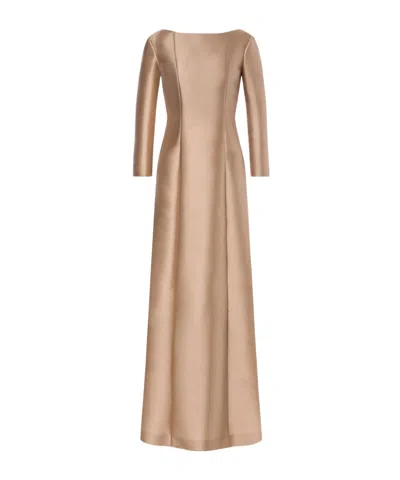 Alberta Ferretti Miakdo Long Beige Maxi Dress In Neutral