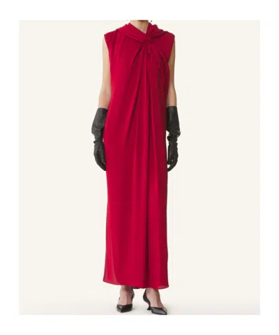 Lanvin Long Draped Dress In Red