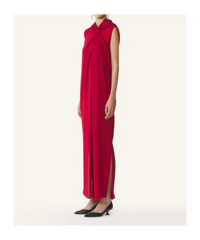 Lanvin Long Draped Dress In Red