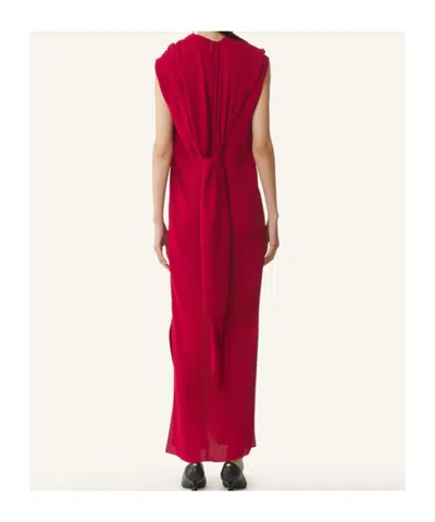 Lanvin Long Draped Dress In Red