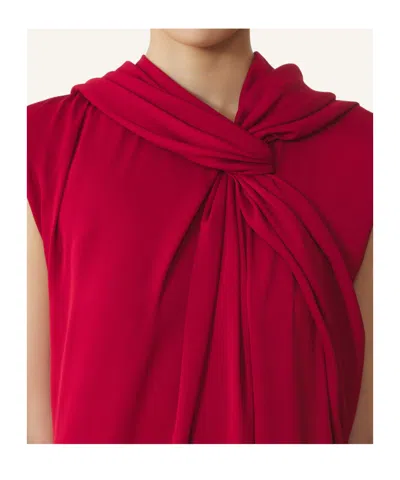 Lanvin Long Draped Dress In Red