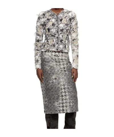 Diesel Cardigan In Devoré Houndstooth Jacquard In Multi