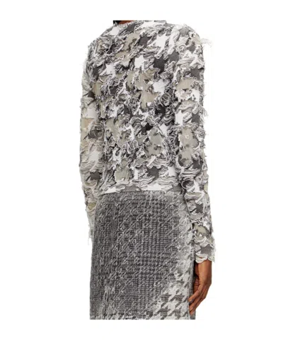 Diesel Cardigan In Devoré Houndstooth Jacquard In Multi