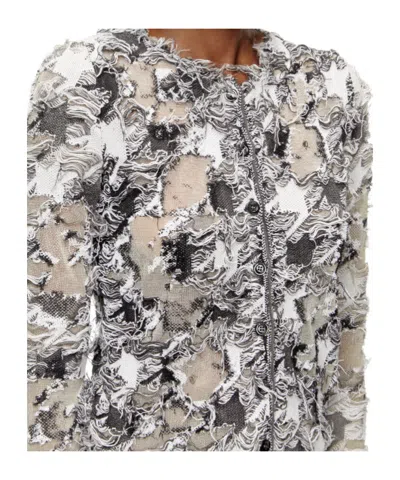 Diesel Cardigan In Devoré Houndstooth Jacquard In Multi