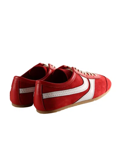 Dries Van Noten Mixed Leather Retro Runner Sneakers In Red