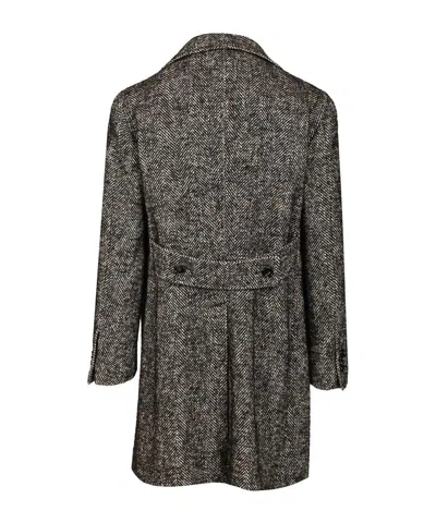 Tagliatore Cappotto Sfoderato 2 Petti Bruce Lungo Resca Tweed Nero 40 Cot 20 Lana 19 Polies 12 Af 5 Seta 4 Alpa In Gray
