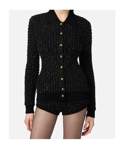 Elisabetta Franchi Knitwear With Collared Design And Long Sleeves In Black