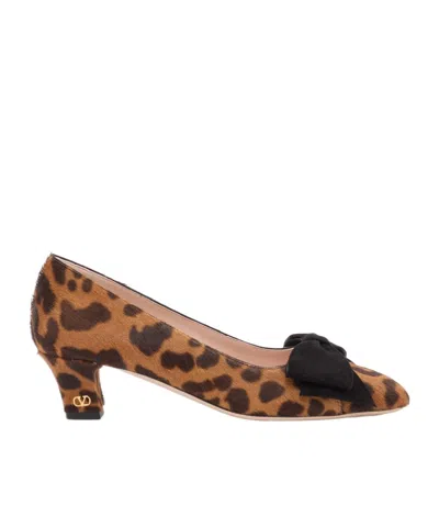 Valentino Garavani Bowow 25 Suede-trimmed Leopard-print Calf Hair Pumps In Multi