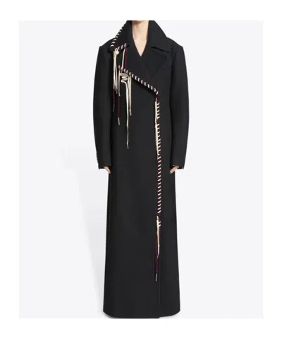 Dries Van Noten Rafaella Whipstitched Wool Blend Coat In Black