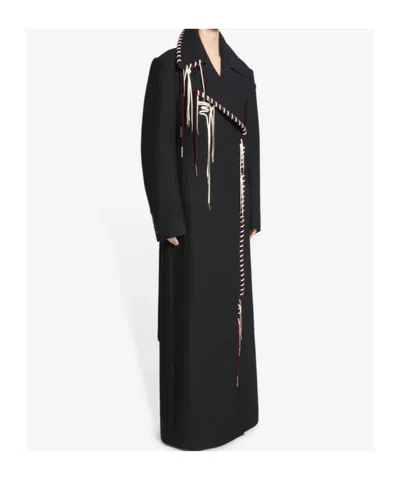 Dries Van Noten Rafaella Whipstitched Wool Blend Coat In Black