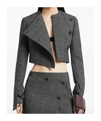 Courrèges Oblique Buttoned Jacket In Gray