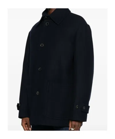 Dries Van Noten Button-down Minimalistic Coat With Patch Pockets In Blue