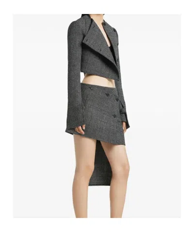 Courrèges Oblique Buttoned Jacket In Gray