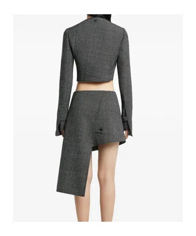 Courrèges Oblique Buttoned Jacket In Gray