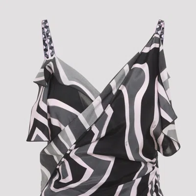 Pucci Spaghetti Strap Asymmetric Hem Dress In Multi