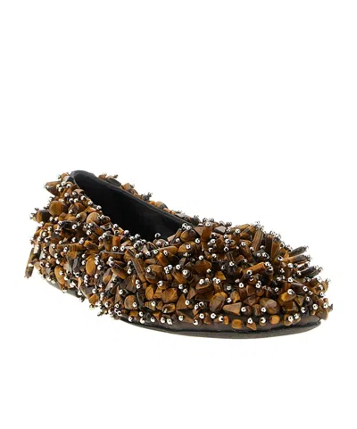Dries Van Noten Decorative Round Toe Ballet Flats In Brown