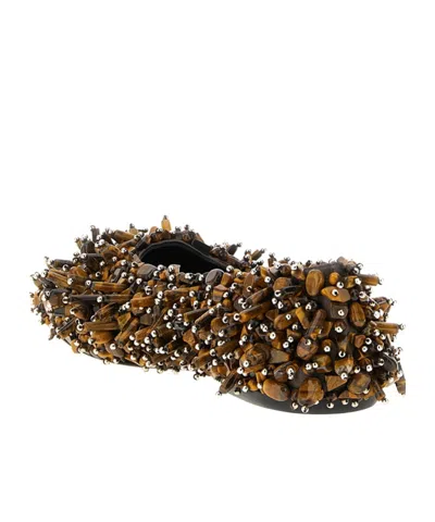 Dries Van Noten Decorative Round Toe Ballet Flats In Brown