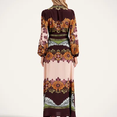 La Doublej Bordeaux Printed Crepe De Chine Maxi Dress In Brown