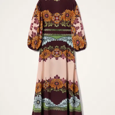 La Doublej Bordeaux Printed Crepe De Chine Maxi Dress In Brown
