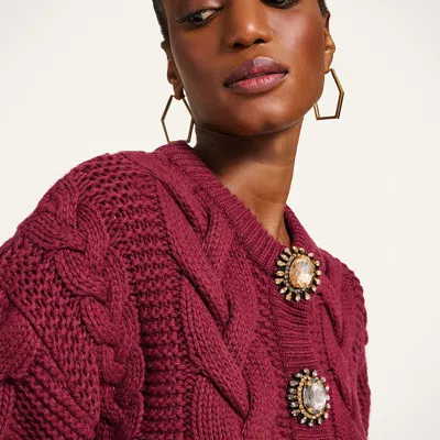 La Doublej Portrait Embellished Wool-blend Cardigan In Brown