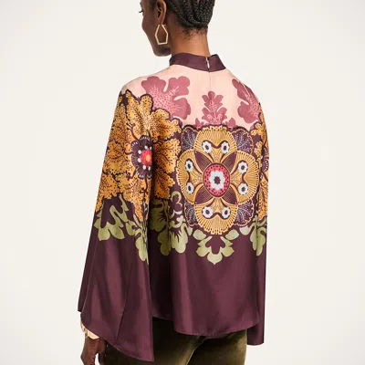 La Doublej La Double J Make An Exit Printed Silk Top In Brown