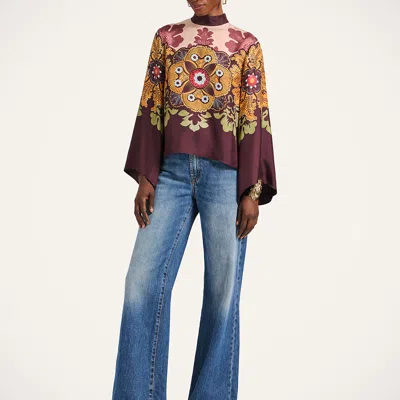 La Doublej La Double J Make An Exit Printed Silk Top In Brown