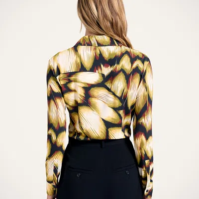 La Doublej Tailored Multicolored Abstract Print Shirt In Brown