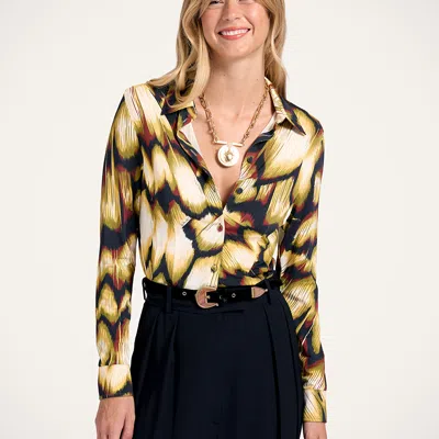 La Doublej Tailored Multicolored Abstract Print Shirt In Brown