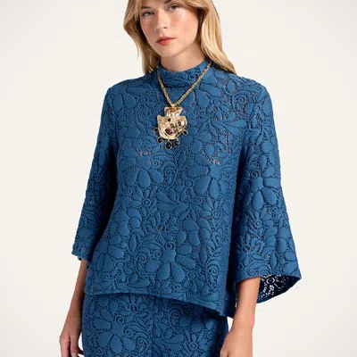 La Doublej Lacey Make An Exit Top In Blue