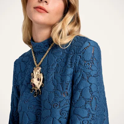 La Doublej Lacey Make An Exit Top In Blue