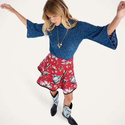 La Doublej Lacey Make An Exit Top In Blue