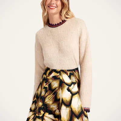 La Doublej Scalloped-trimmed Mohair Wool Sweater In Neutral