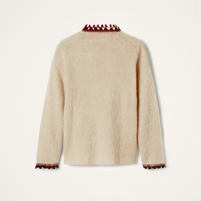 La Doublej Scalloped-trimmed Mohair Wool Sweater In Neutral