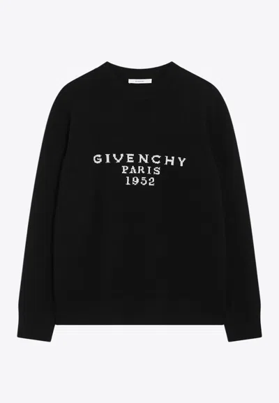 Givenchy Womens Black Brand-intarsia Round-neck Wool And Cashmere Sweater