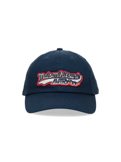 Autry X Maison Kitsuné Logo Baseball Cap In Blue