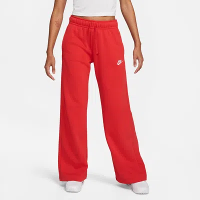 Nike Women's  Sportswear Club Fleece Mid-rise Wide-leg Sweatpants In Red