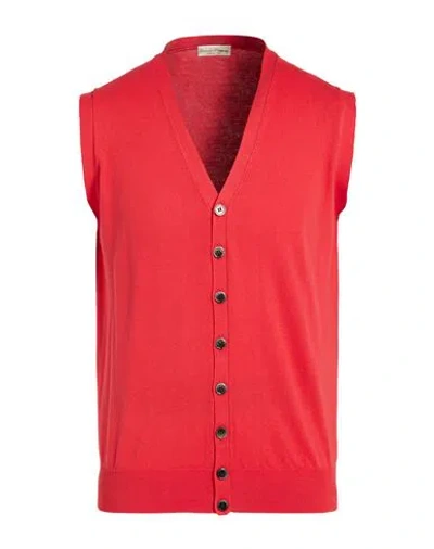 Cashmere Company Man Cardigan Coral Size 42 Cotton, Cashmere, Silk In Red