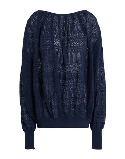 Ballantyne Woman Sweater Navy Size 8 Cotton In Blue