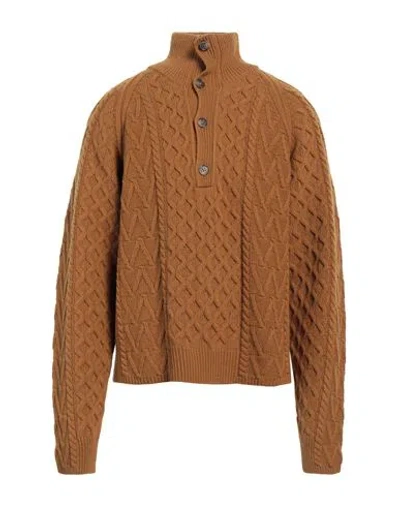 Wood Wood Man Turtleneck Camel Size Xl Wool, Polyamide In Brown