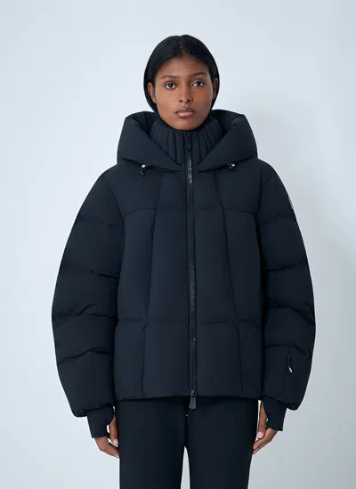 Moncler Ski Jacket With Hood And Elastic Cuffs In Black