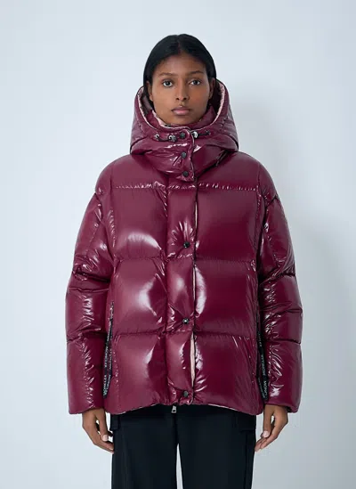 Moncler Parana Hooded Short Down Jacket In Shiny Nylon Clothing In Pink