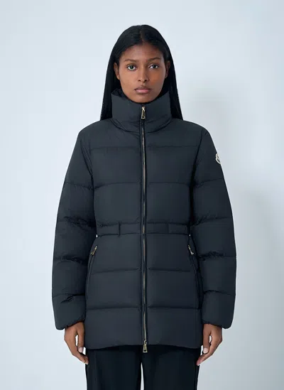 Moncler Down Jacket With Zip And Elastic Waist In Black