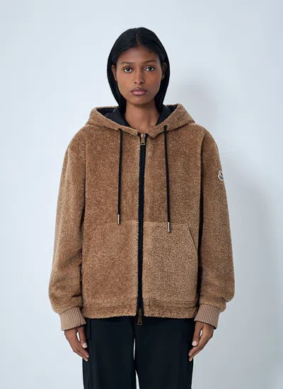 Moncler Reversible Jacket With Drawstring Hood And Logo Patch On The Sleeve In Brown