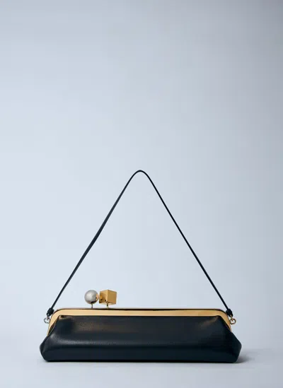 Jacquemus Rectangular Silhouette Clutch Bag With Top Handle In Black